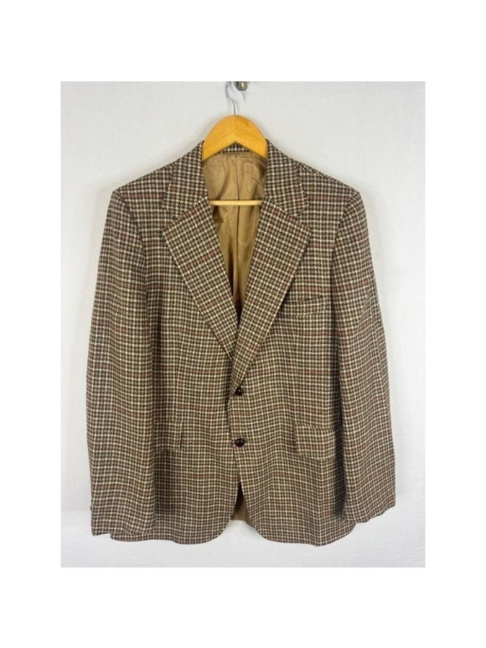 Vintage Freedman Crombie Highland Tweed Wool Blazer Brown Houndstooth Men 44L